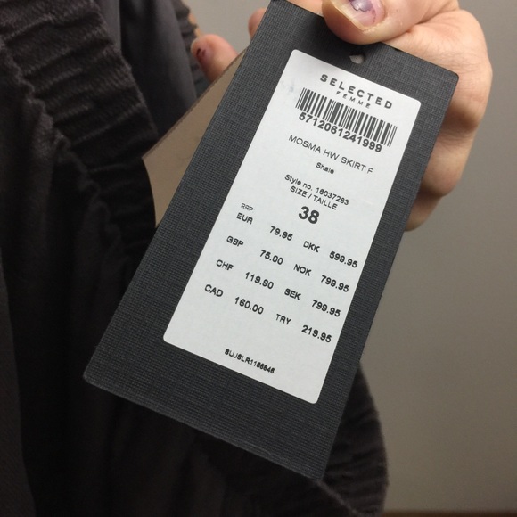 NWT Selected Femme French Brown Skater Midi Skirt - Picture 5 of 8